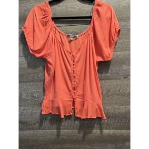 Gypsies and Moondust Coral Rayon Blouse Size XL